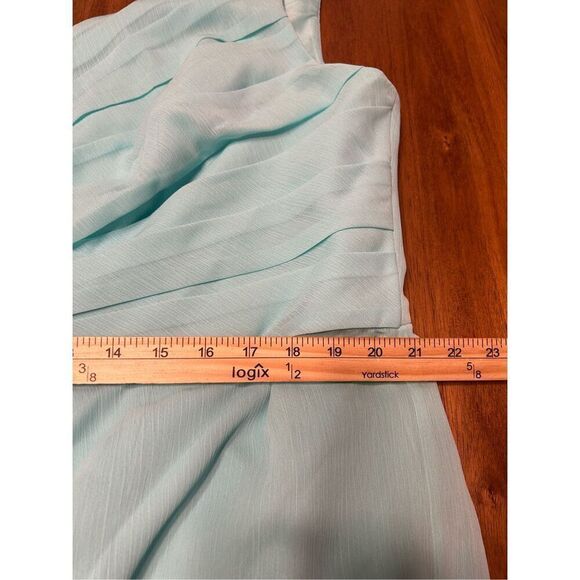 Davids Bridal Womens Plus Size 22 Spa Blue Short Chiffon One Shoulder Dress - Picture 7 of 7